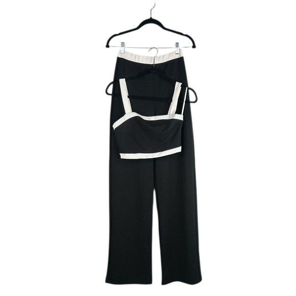 Lulus Set for Perfection Black White Color Block Two Piece Jumpsuit Size Small - Picture 13 of 13